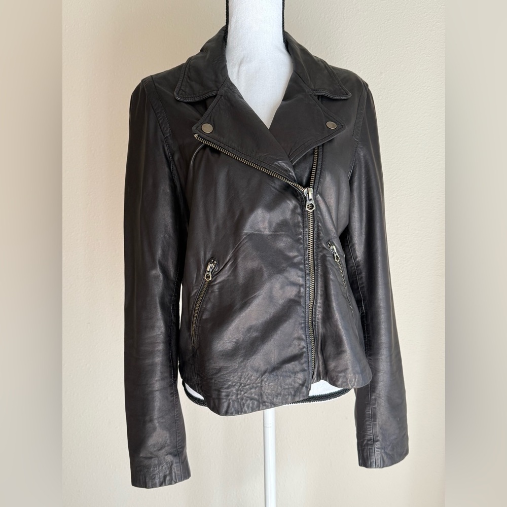 NWOT! Madewell Washed Leather Motorcycle Jacket: Brass Hardware Edition XL